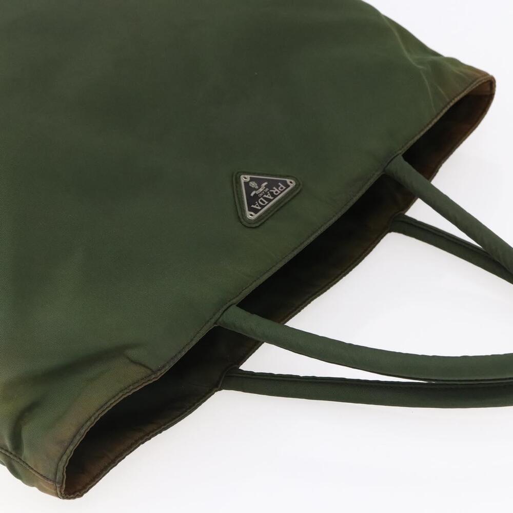 PRADA Tote Bag Nylon Khaki Silver Auth bs29922 - Picture 6 of 16